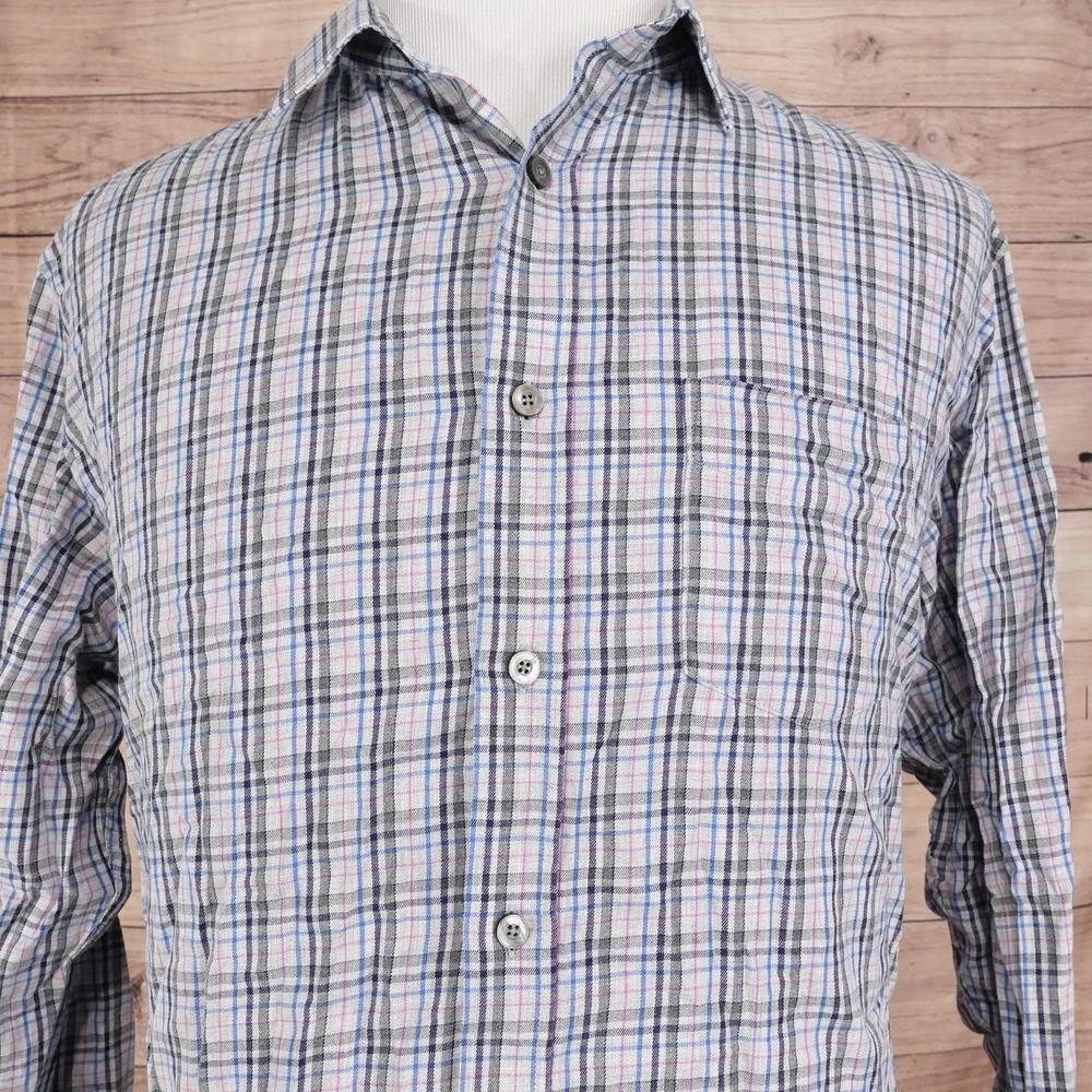 UNTUCKit Shirt Mens XL Gray‎ Plaid Long Sleeve Button Down 100% Cotton Casual